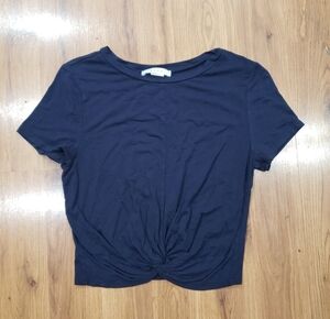 Navy Blue Twist Front Shirt!